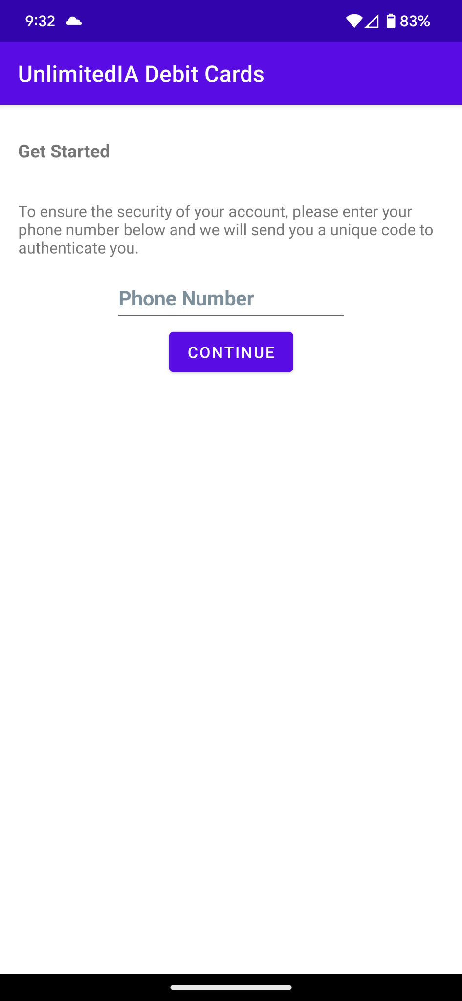 Get Started screen