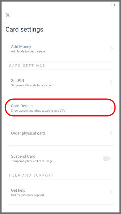 Card Details