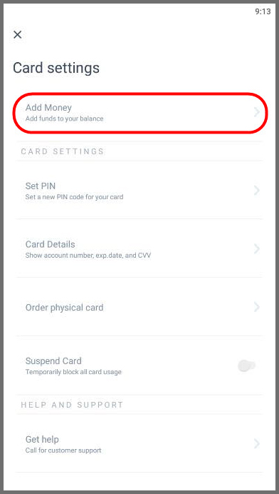 Click Add Money