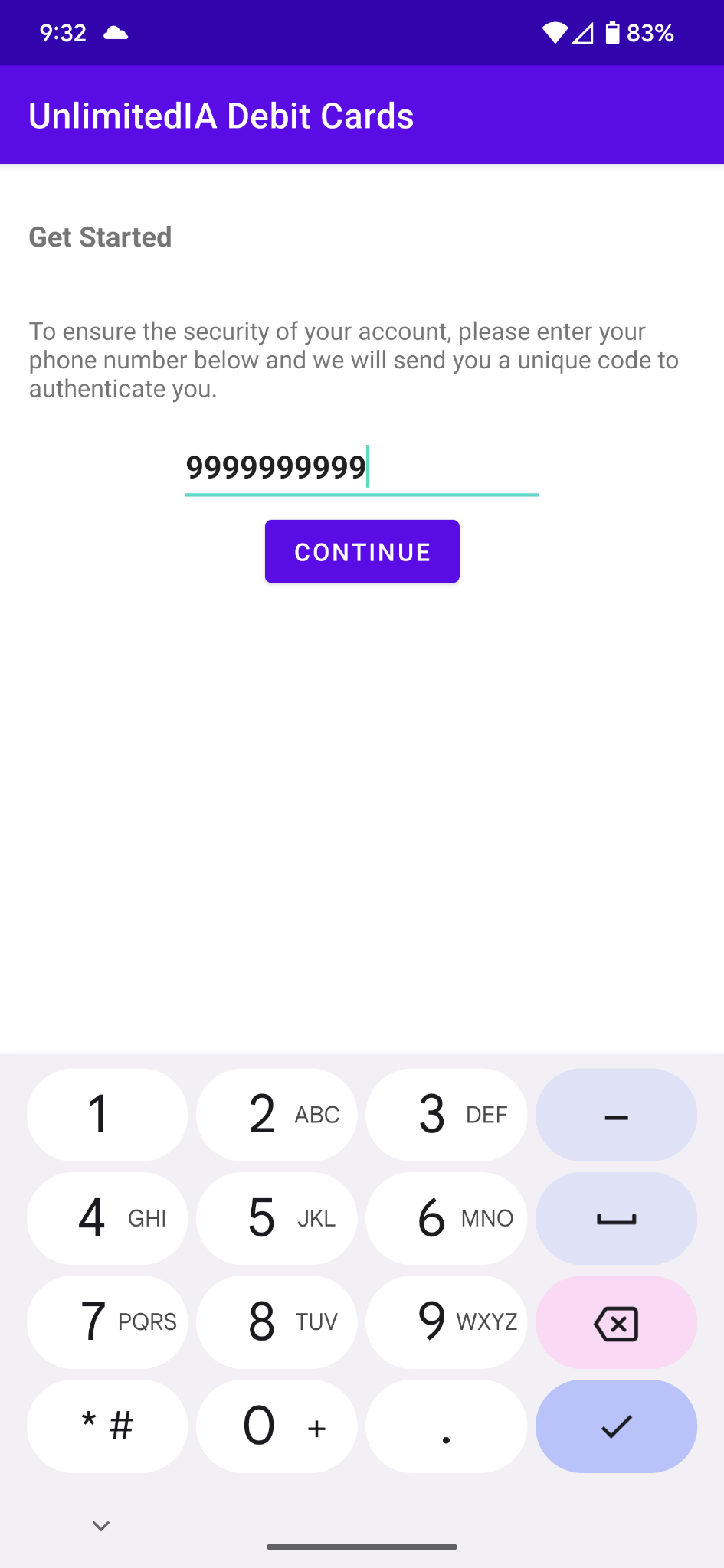 Enter phone number